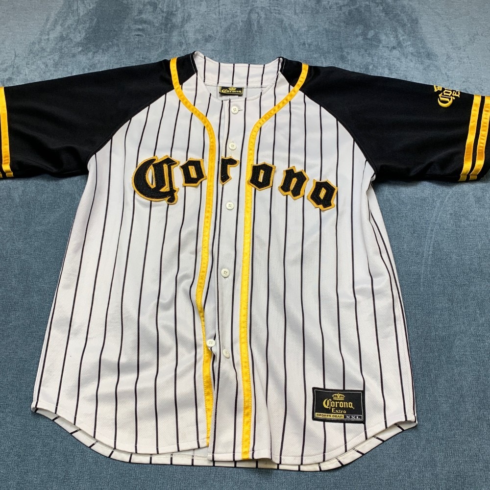 VTG Corona Extra Sport Gear Beer Advertising Baseball Jersey Men L Black White
